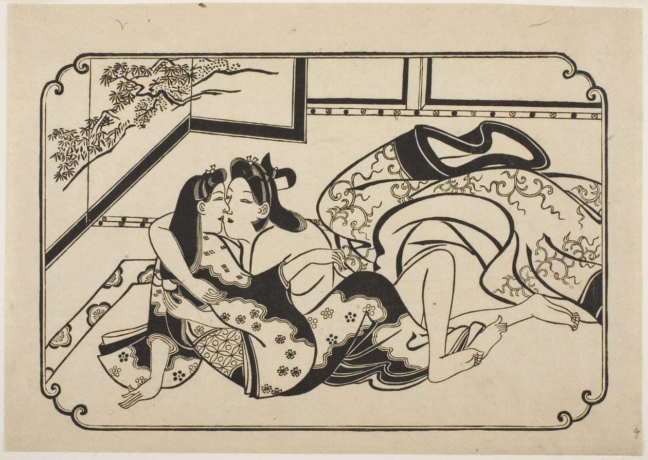 Flirtande älskare av Hishikawa Moronobu
