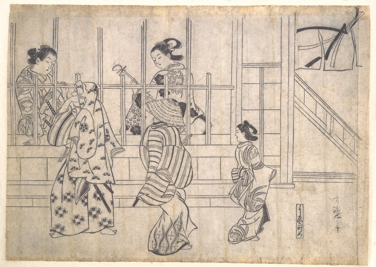 Gatuscen i Yoshiwara av Hishikawa Moronobu