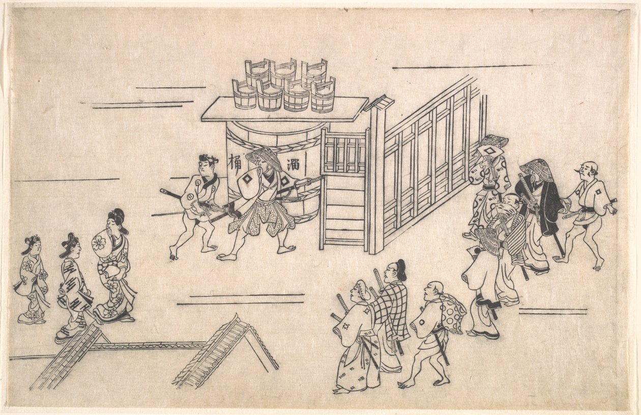 Den fjärde scenen, ur serien Scener från nöjeskvarteret Yoshiwara i Edo av Hishikawa Moronobu