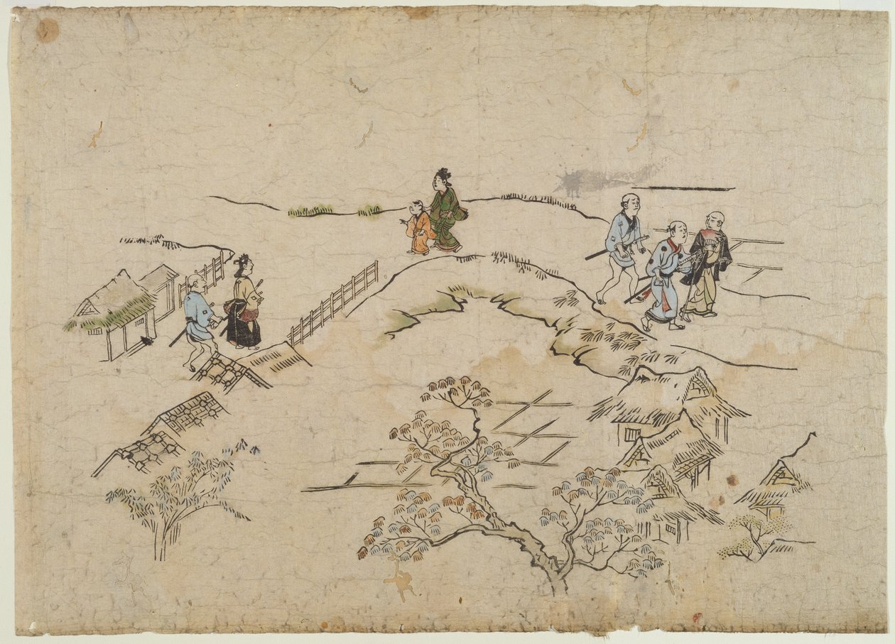 Yoshiwara no Tei, c.1680 (colour woodblock print) av Hishikawa Moronobu