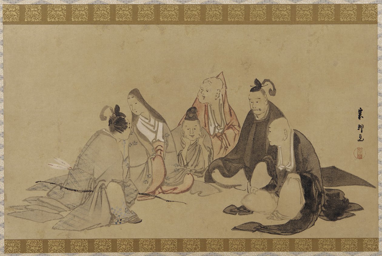 De sex odödliga poeterna, Edo-perioden (bläck och färg på papper) av Hishikawa Sori
