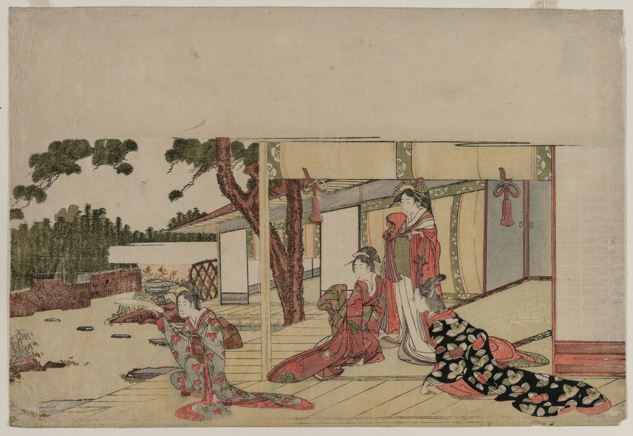 Kvinnor på en veranda av Hishikawa Sori III