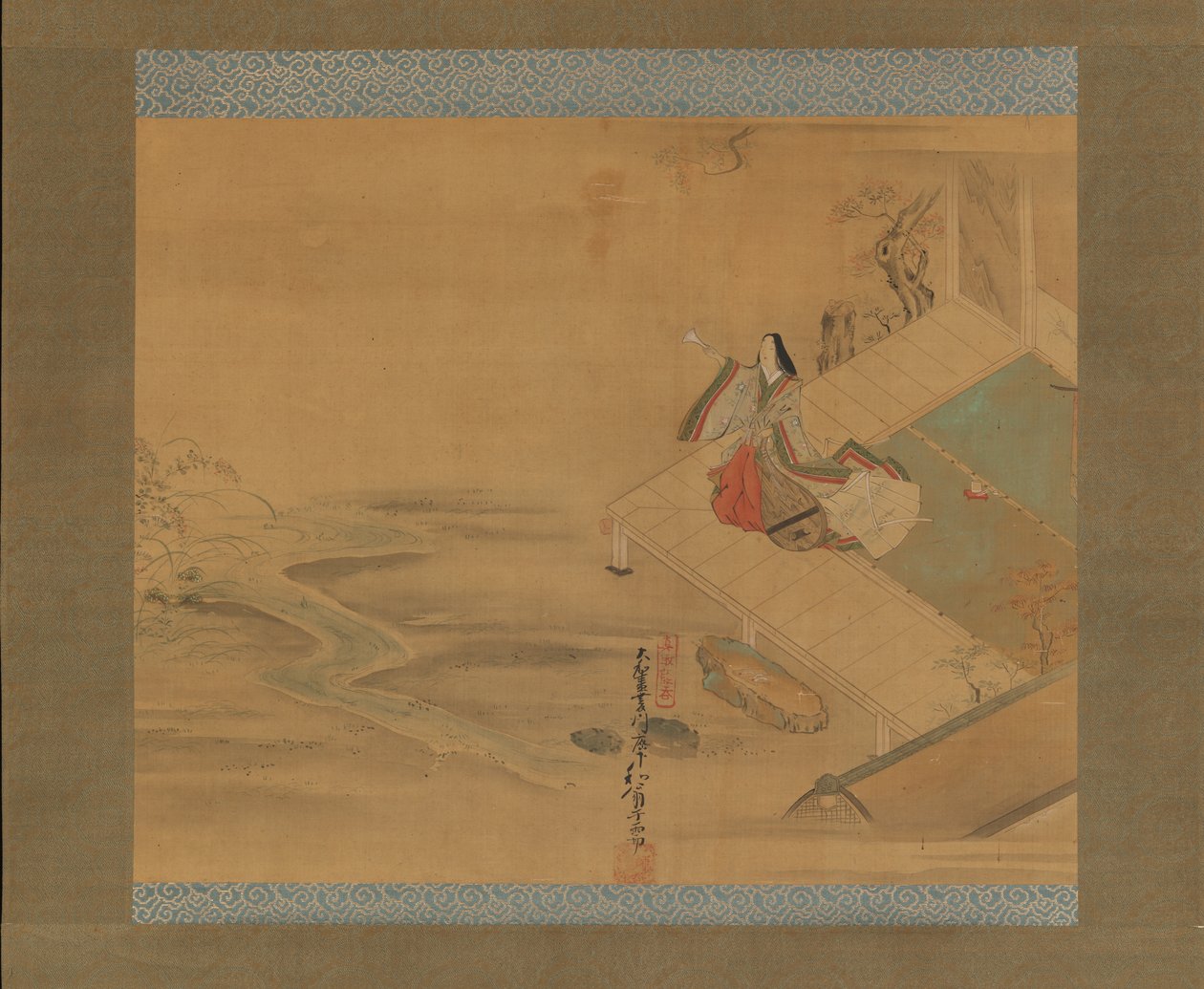 Prinsessan Ogimi från kapitlet Bridge Maiden Hashihime..., tidigt 1700-tal. av Hishikawa Wao