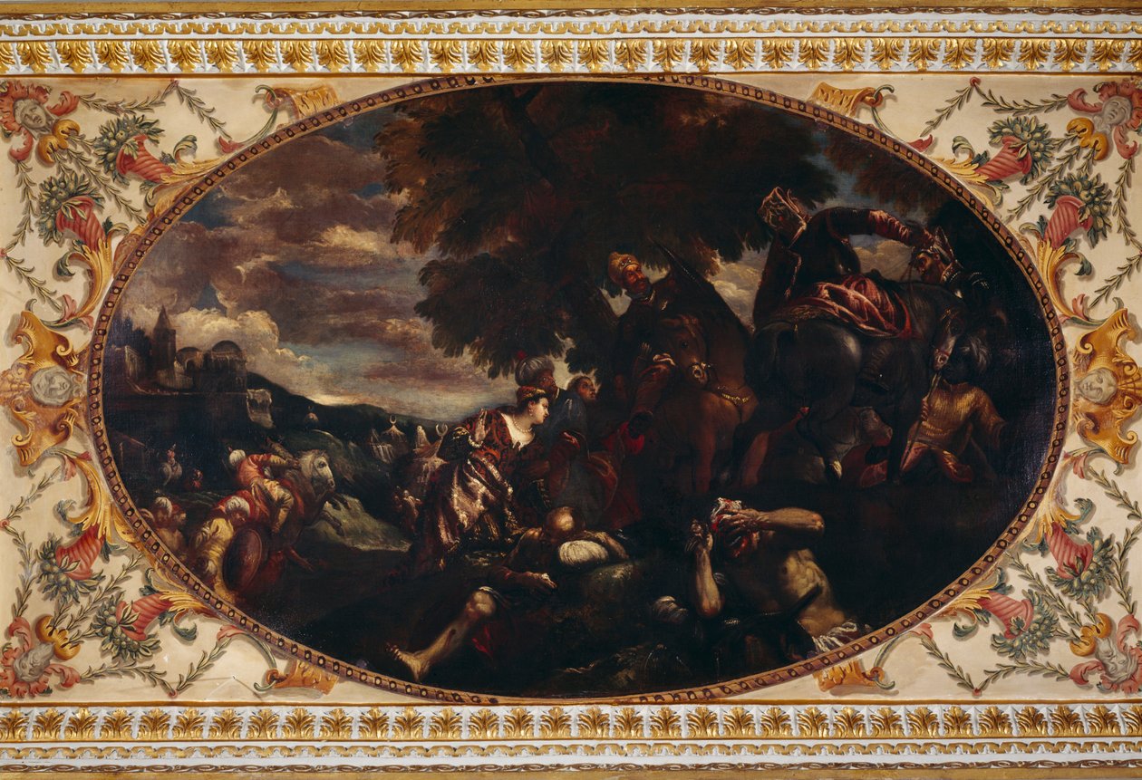"The Defense of Scutari", målning i taket på galleriet i Chiswick House, London av Historic England Staff Photographer