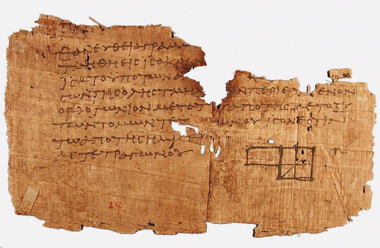 Papyrus Oxyrhynchus 29, med ett fragment av Euklids element, mellan 75 och 125 e.Kr. av Historic Object.