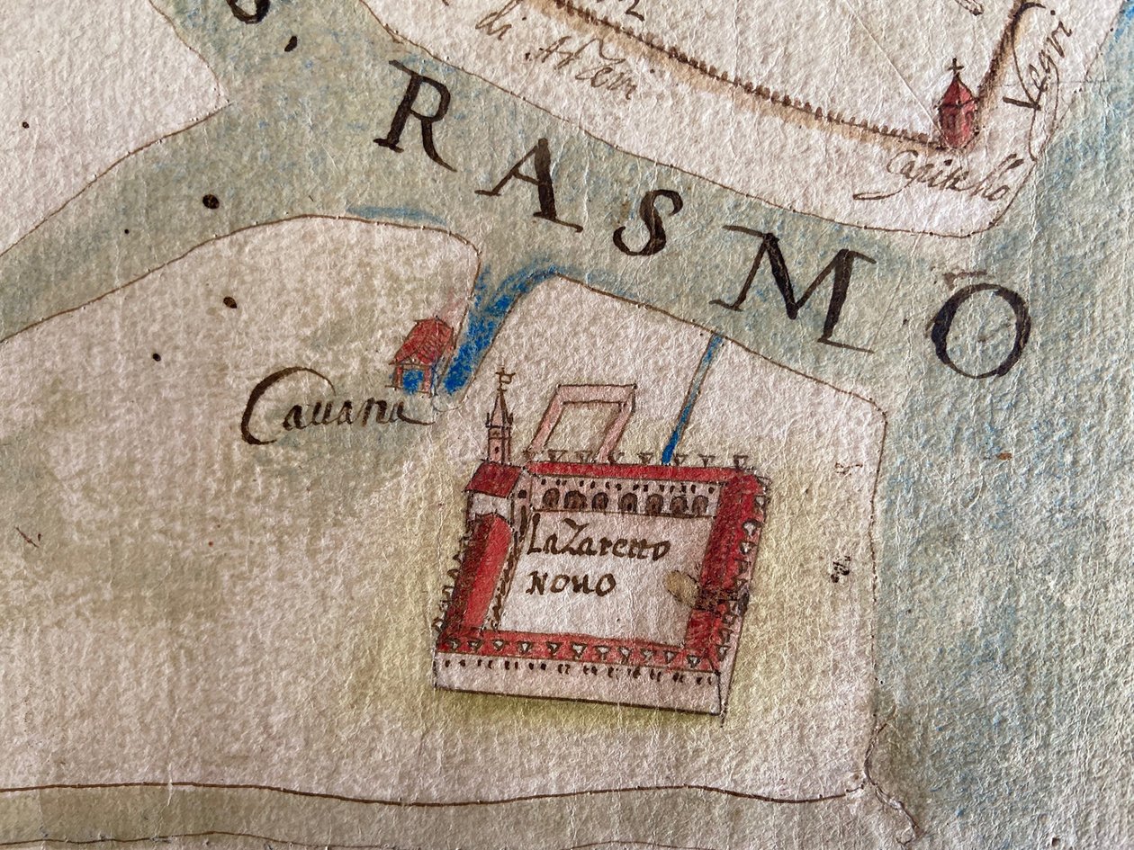 Lazzaretto Nuovo på en karta över 1600-talet. av Historical Document.
