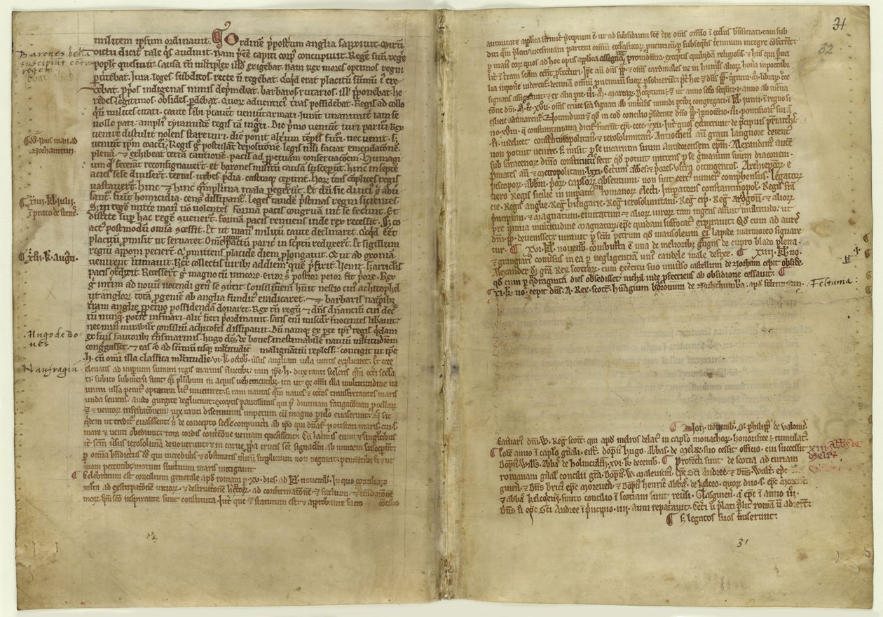 Versberättelse om Magna Carta i Chronicle of Melrose Abbey, 1270-talet av Historical Document