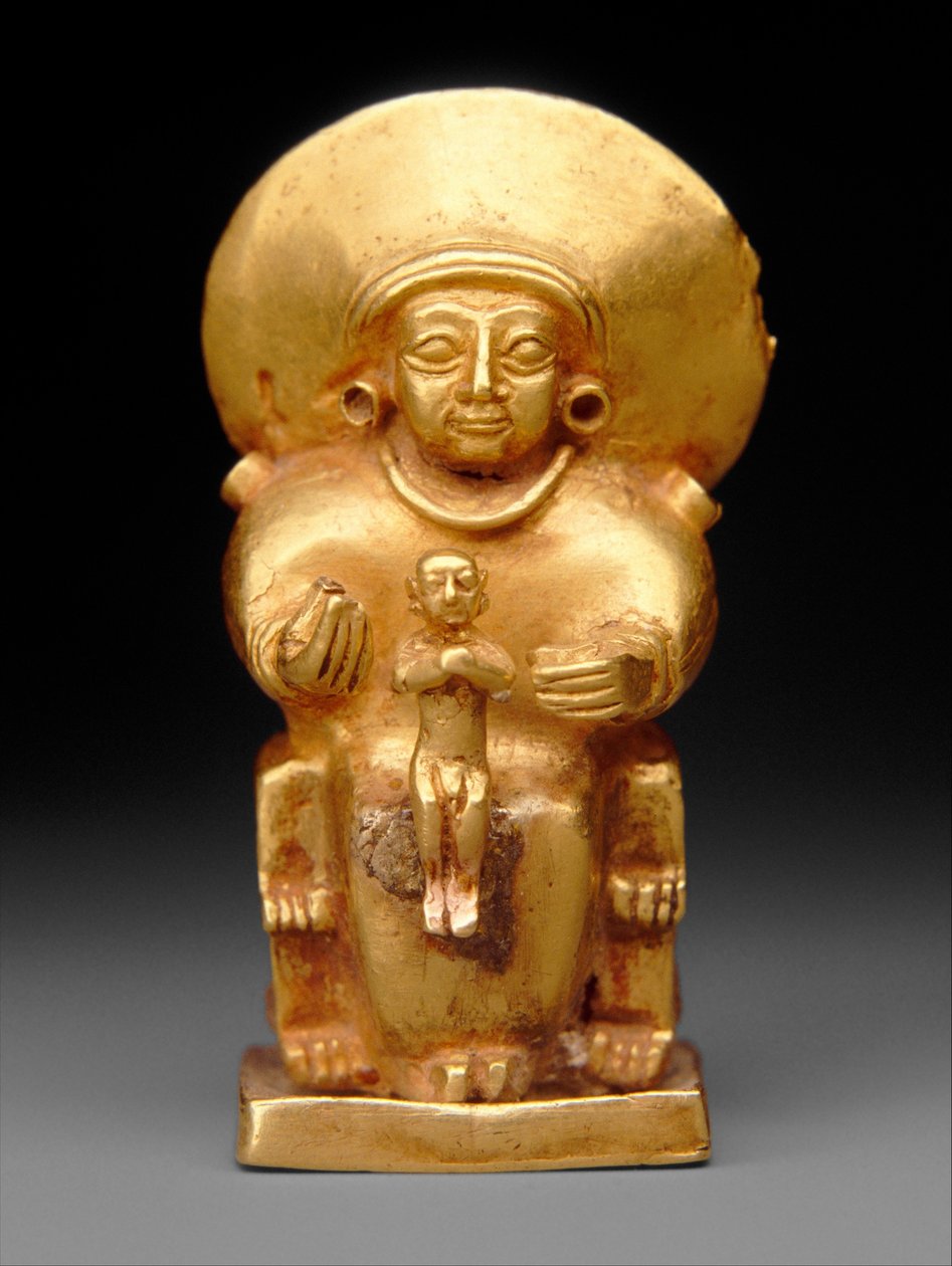 Sittande gudinna med ett barn, ca 1300 f.Kr. (guld) av Hittite