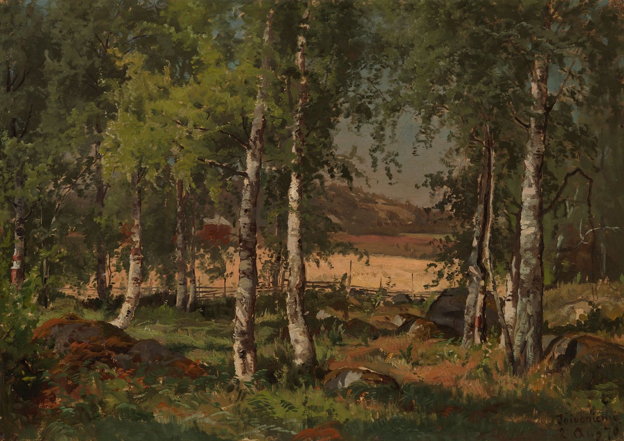 Landskap med björkdunge och rågfält av Hjalmar Munsterhjelm