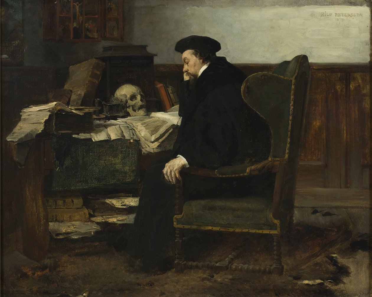 Absorberad i hans studier, 1874 av Hjalmer Eilif Emanuel Peterssen