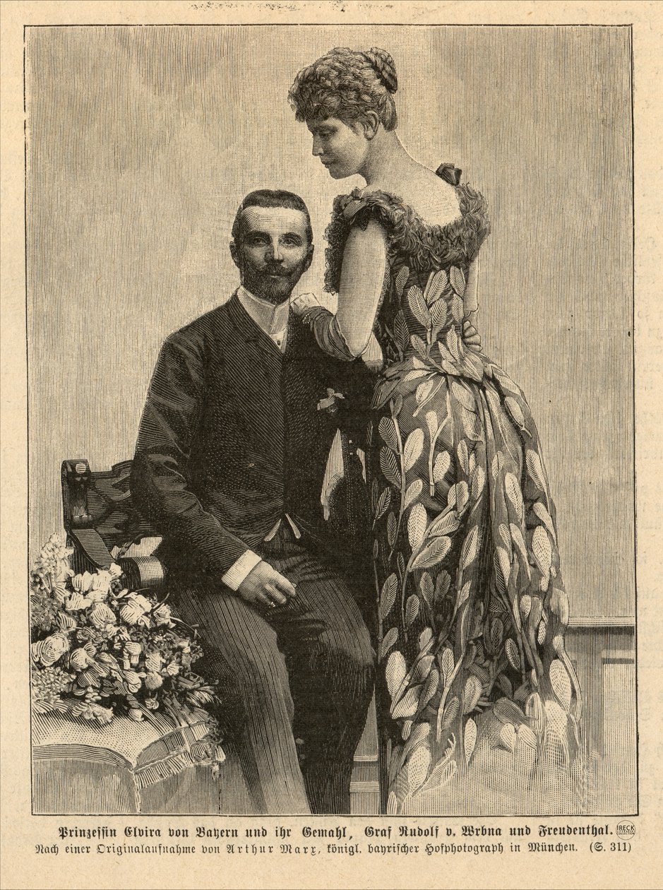 Prinsessan Elvira av Bayern (1868-1943) med sin man Rudolf von Wrbna-Kaunitz-Rietberg-Questenberg och Freudenthal av Hofphotograph Arthur Marx