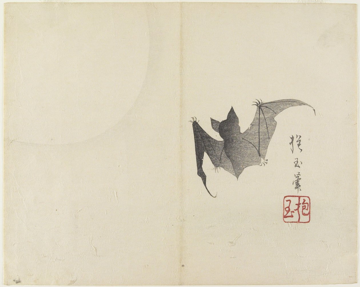 (Bat and Moon), ca. 1830 av Hogyoku