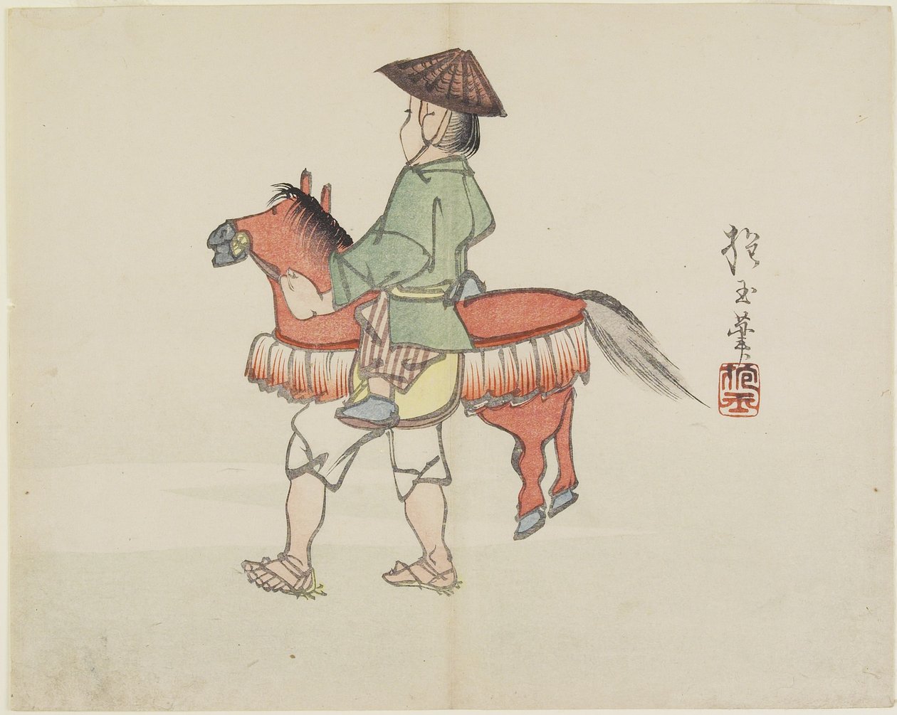 (Street Artist med hästdräkt), ca. 1830 av Hogyoku
