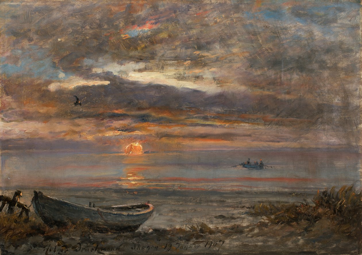 Solnedgång en januaridag på Skagen. av Holger Drachmann