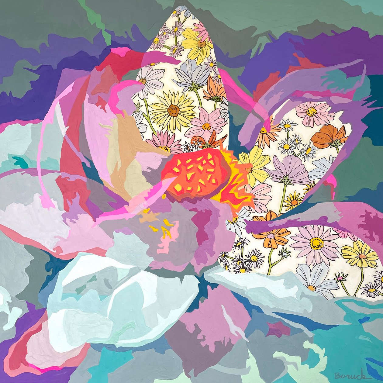 Abstrakt blommig #10, 2023 (gouache på papper) av Holly Boruck