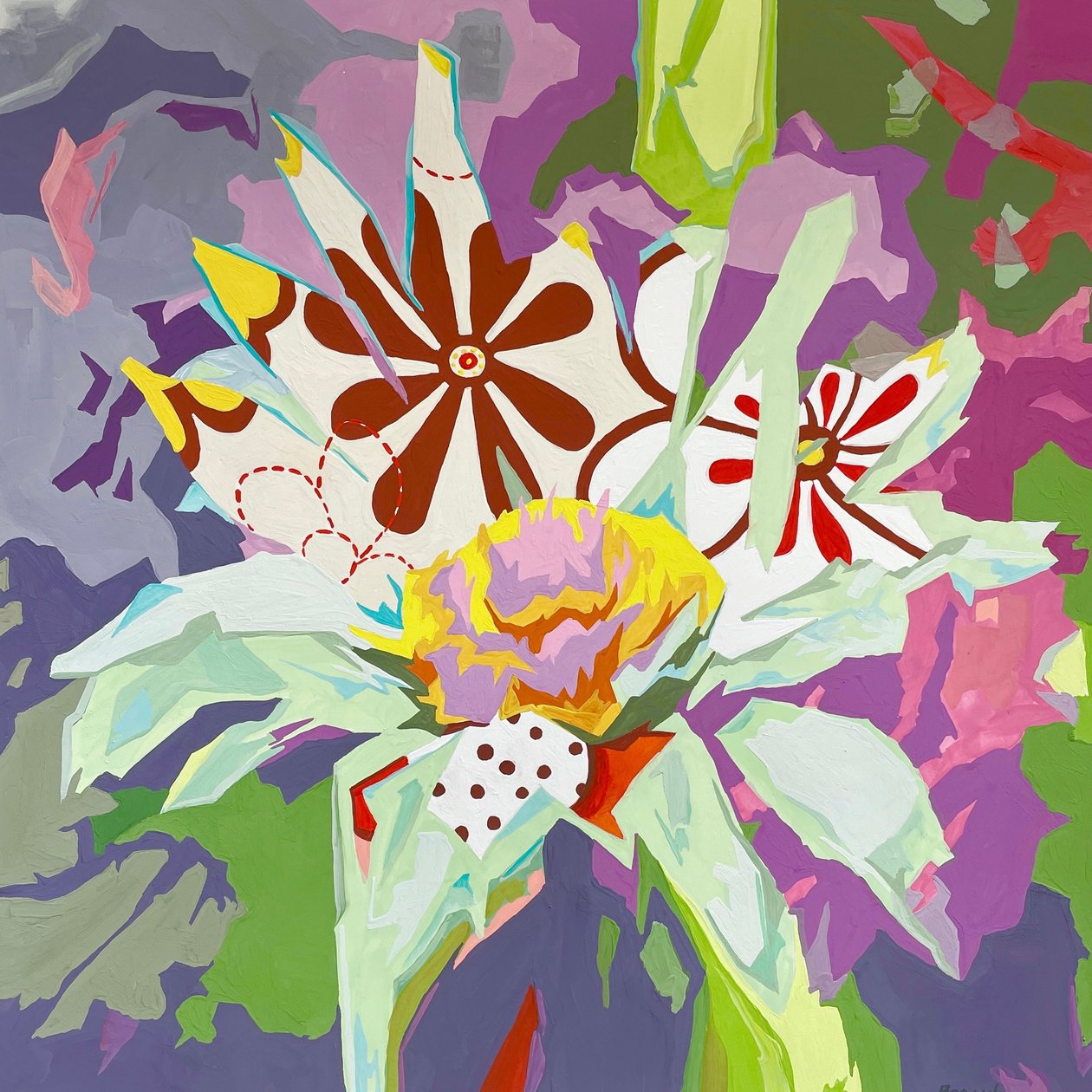 Abstrakt blomma nr 1, 2023 (gouache på papper) av Holly Boruck