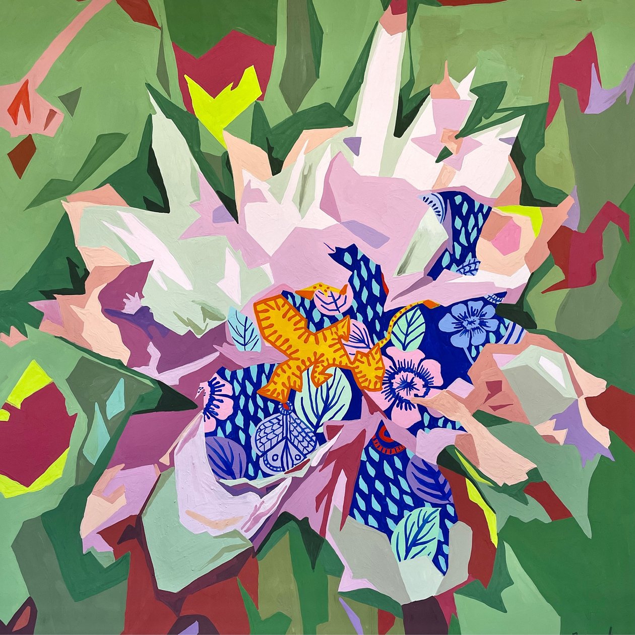Abstrakt blomma nr 2, 2023 (gouache på papper) av Holly Boruck