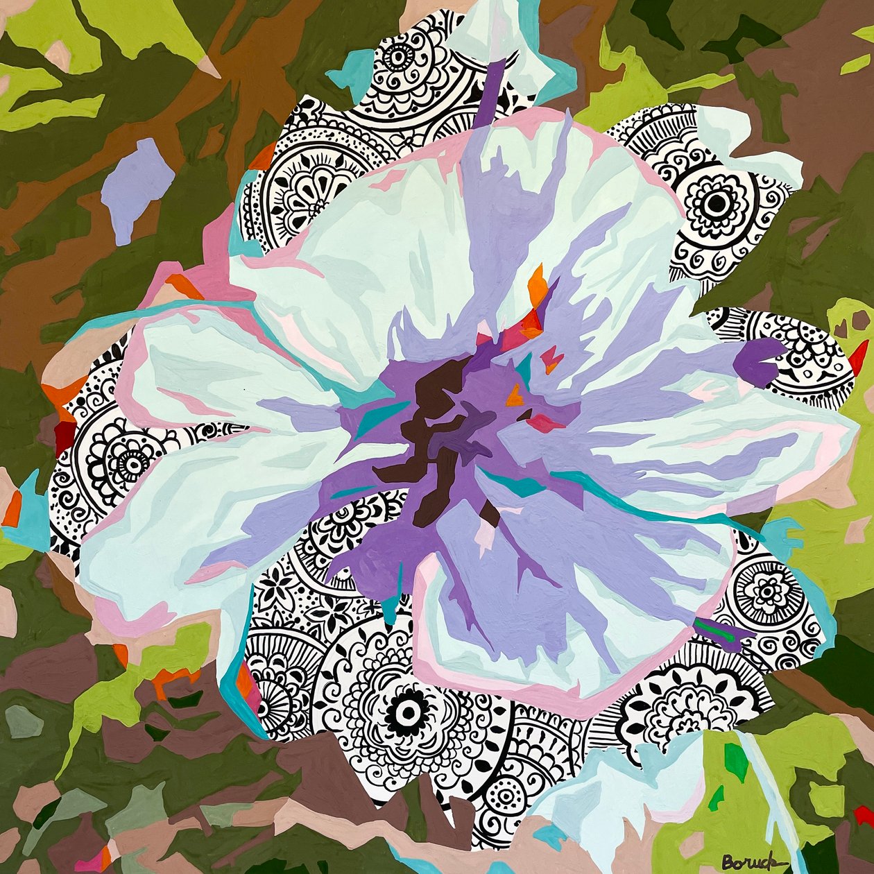 Abstrakt blomma nr 4, 2023 (gouache på papper) av Holly Boruck