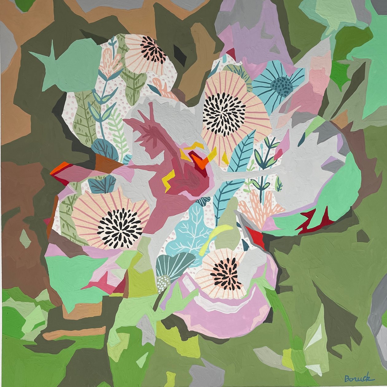 Abstrakt blomma nr 5, 2023 (gouache på papper) av Holly Boruck
