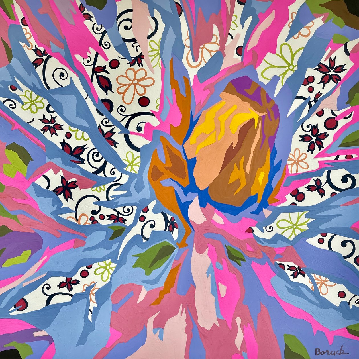 Abstrakt blomma nr 6, 2023 (gouache på papper) av Holly Boruck