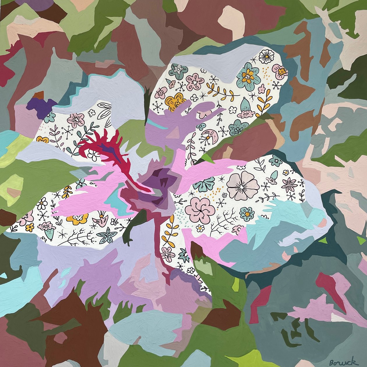 Floral Abstract #7, 2023 (gouache på papper) av Holly Boruck