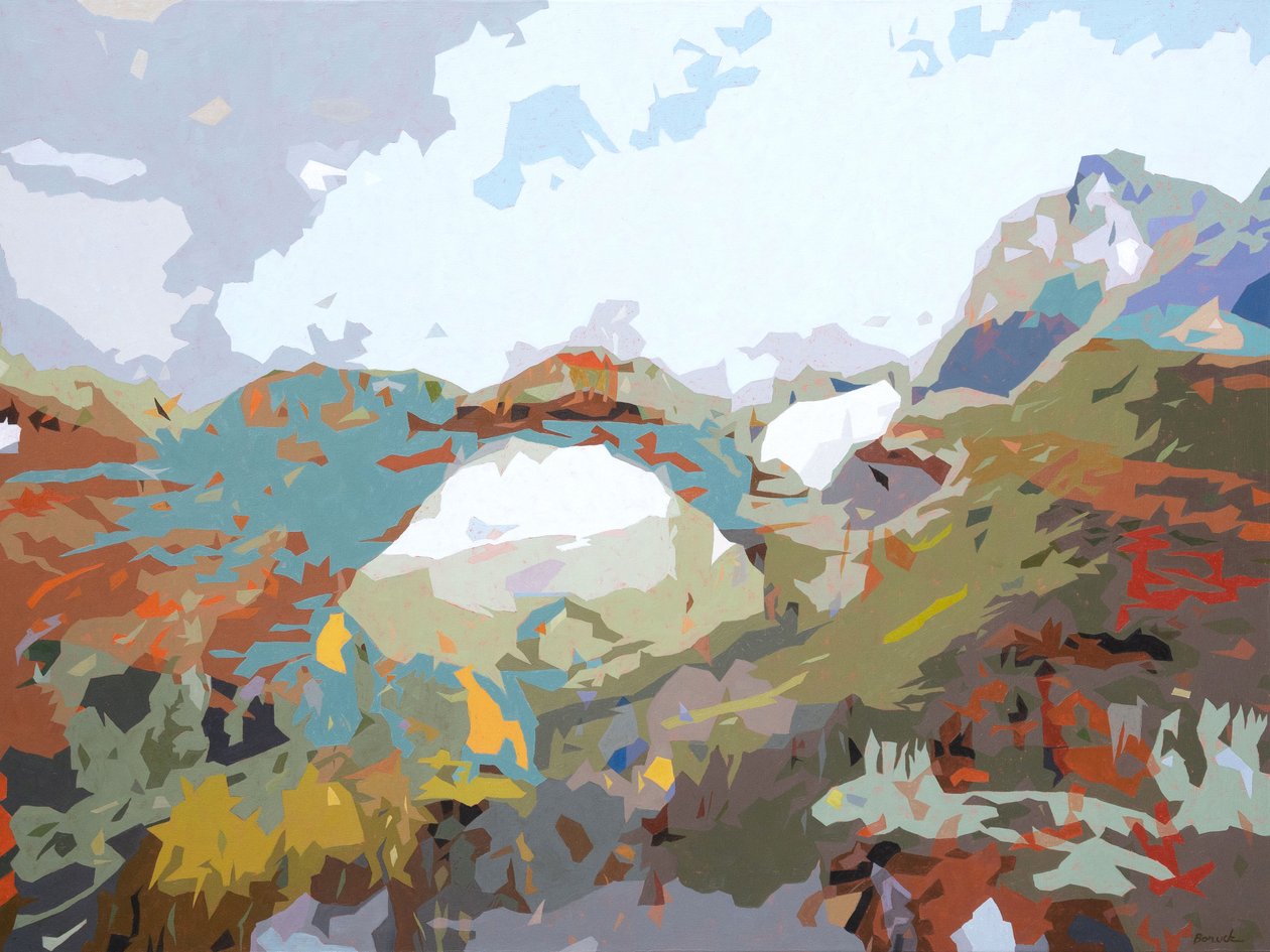 Landscape Obscura - 12, 2024 (olja på duk) av Holly Boruck