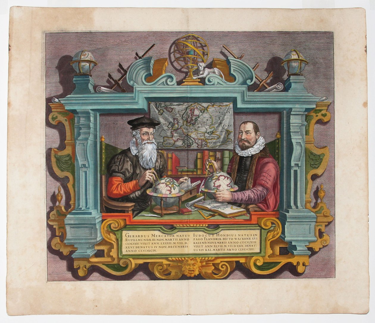 Dubbelporträtt av Gerardus Mercator 1512-1594 och Jodocus Hondius 1563-1612 av Hondius