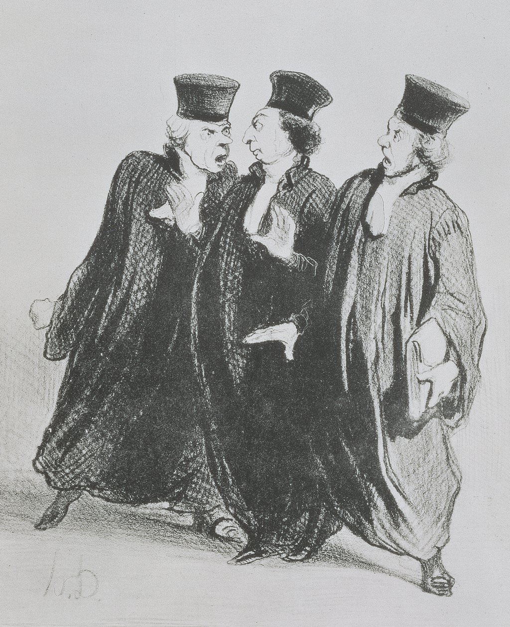 En tvist utanför rättssalen, från serien "Les Gens de Justice", ca 1846 (träkol på papper) av Honoré Daumier