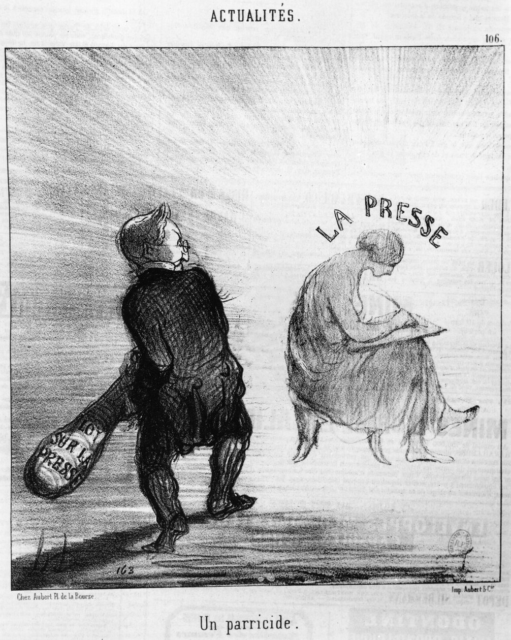Parricide, illustration från "Le Charivari", 1850 av Honoré Daumier