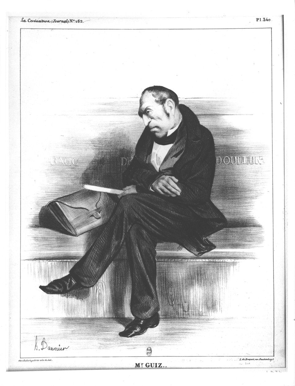 Karikatyr av Francois Guizot (1787-1874), från "La Caricature" av Honoré Daumier