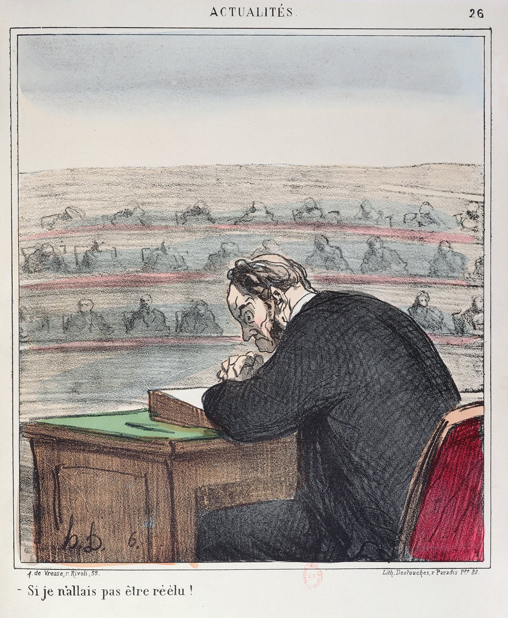 Karikatyr av en suppleant i församlingen, ca 1850 av Honoré Daumier