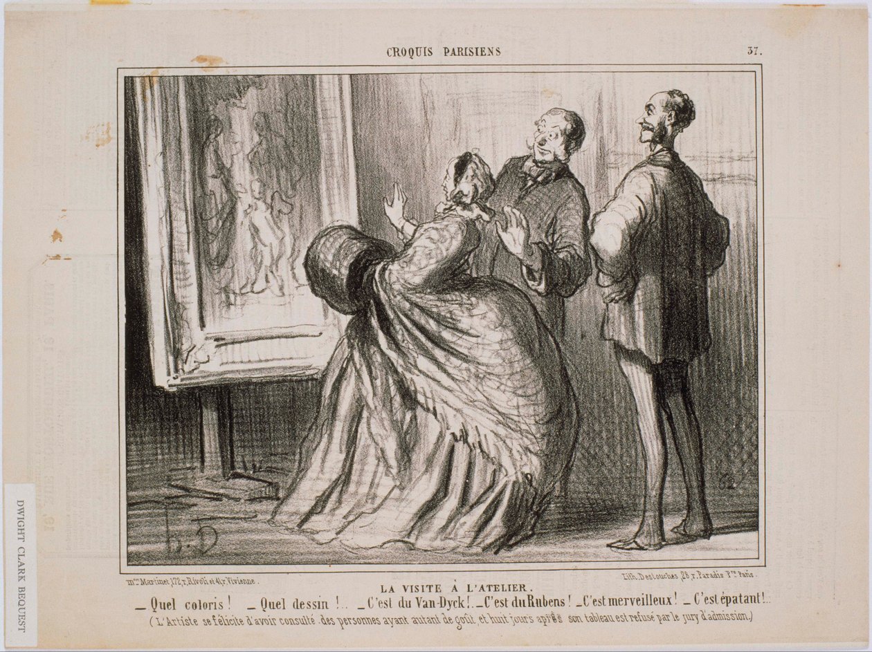 Croquis Parisiens- La visite à latelier- Quel croquis! Quel dessin! Cest du Van Dyck av Honoré Daumier
