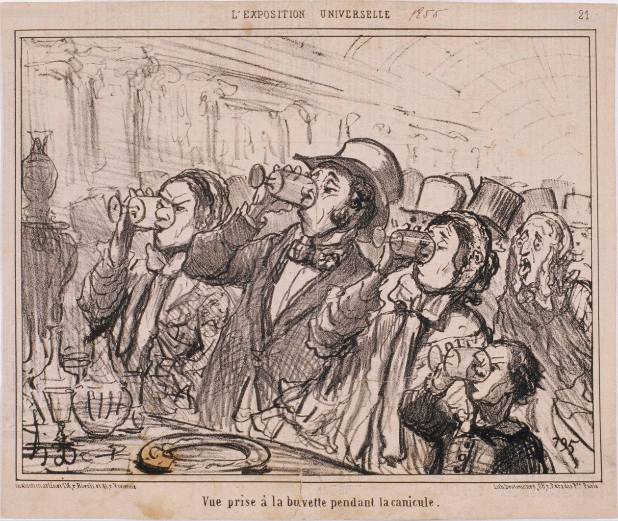 LExposition Universelle- Vue prise à la buvette pendant la canicule av Honoré Daumier