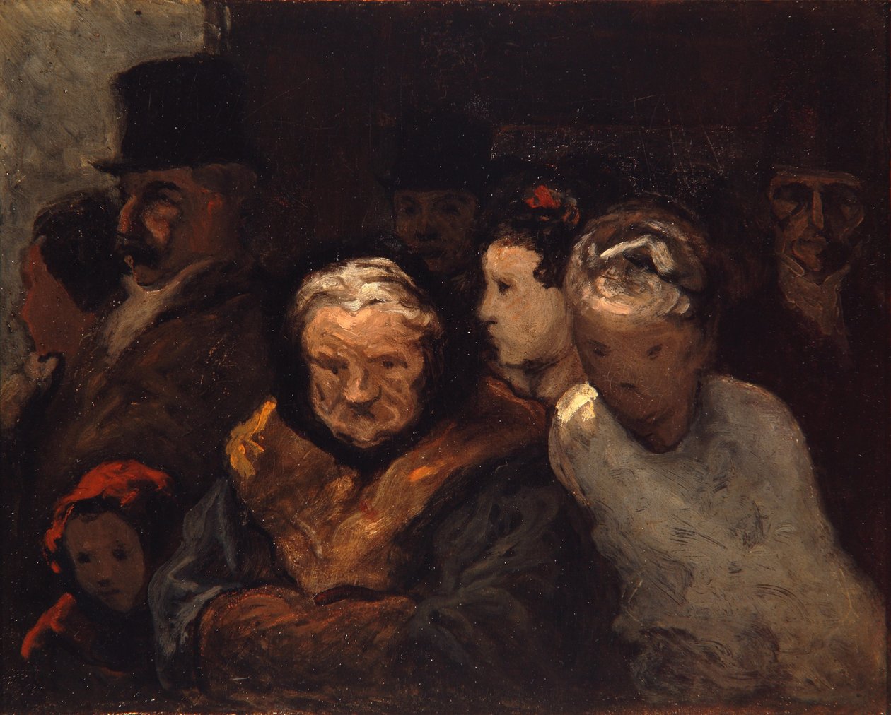 Lämnar teatern, ca 1865 av Honoré Daumier