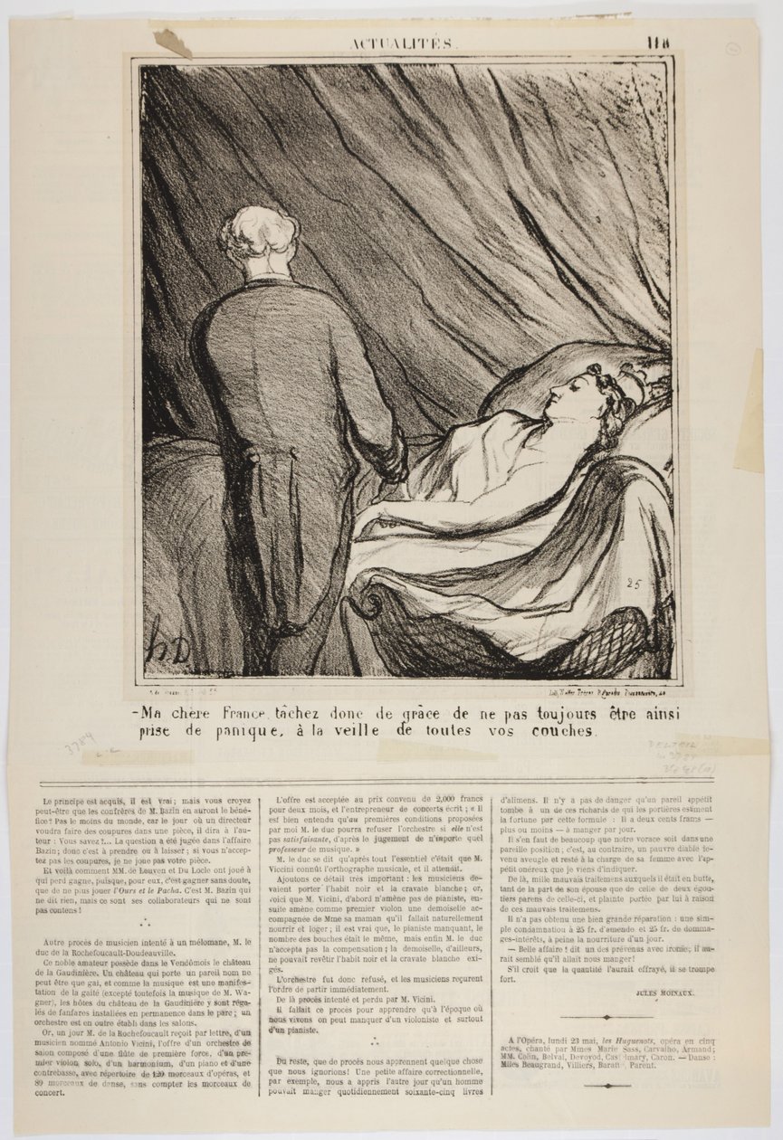 Mitt kära Frankrike, försök att vara nådig att inte alltid få panik så här, på tröskeln till alla dina förlossningar, 1870 av Honoré Daumier