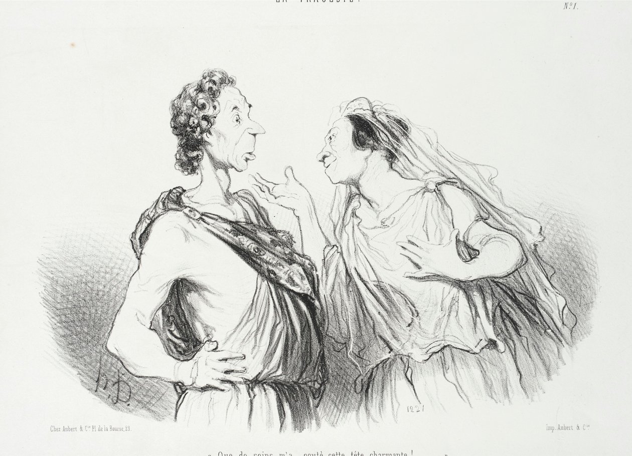 Que de soins ma couté cette tête charmante av Honoré Daumier
