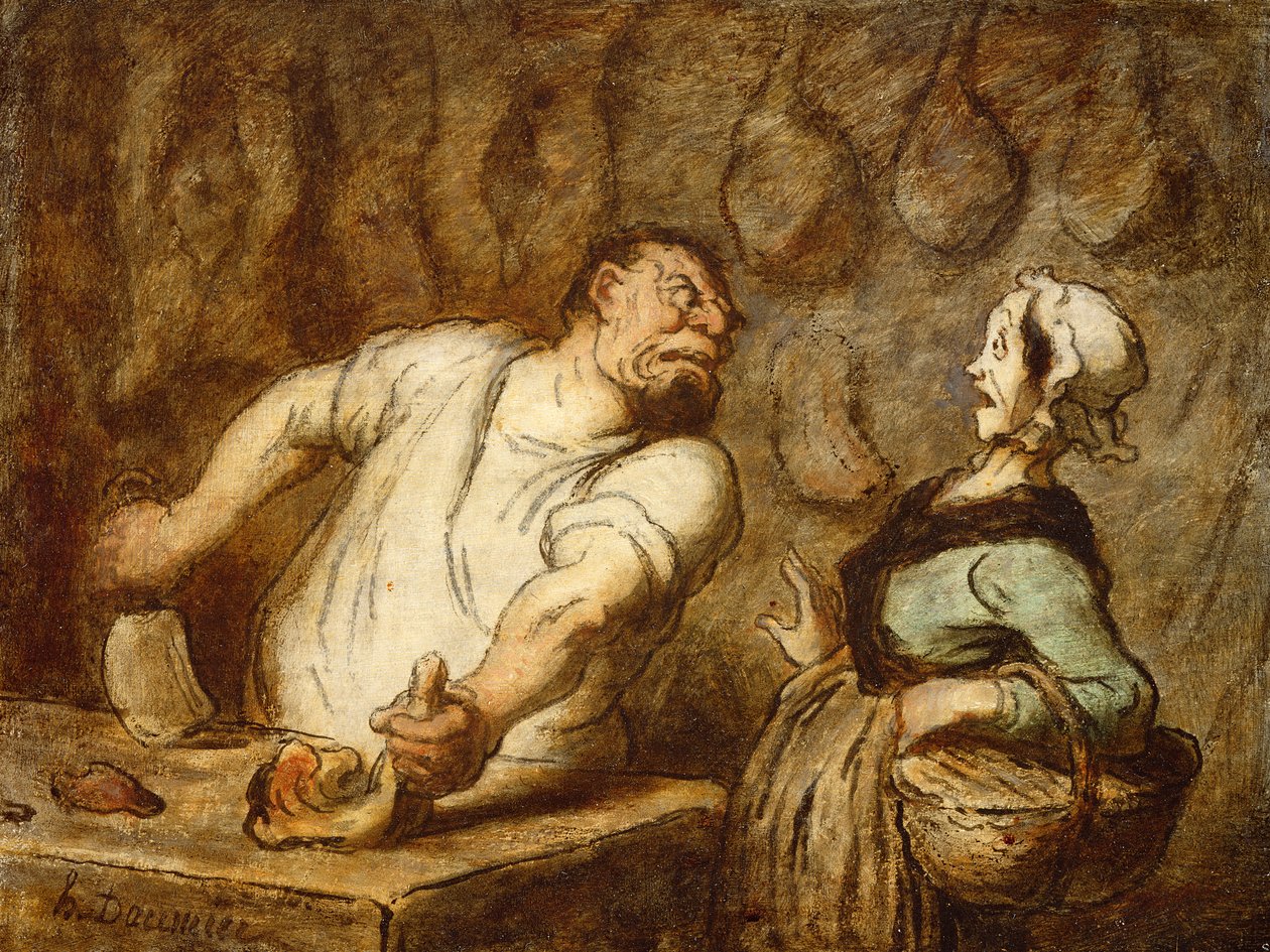 Slaktaren, Montmartre-marknaden, ca 1857-58 av Honoré Daumier