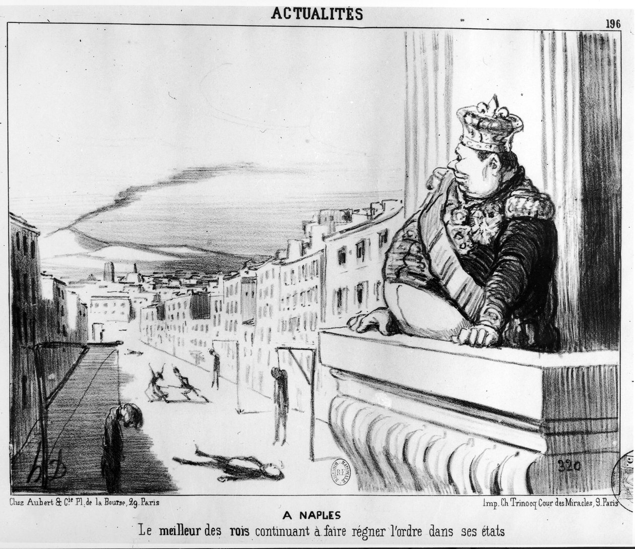 Kungen fortsätter att regera med ordning över sina två stater, Neapel av Honoré Daumier