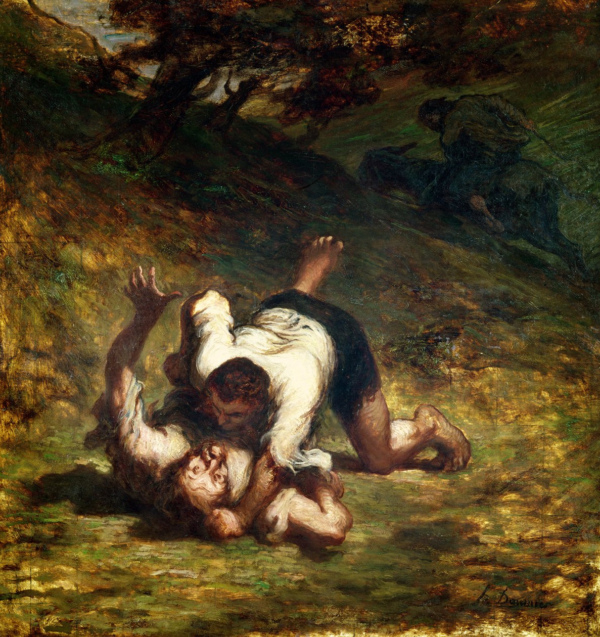 Tjuvarna och åsnan, c.1858-60 av Honoré Daumier