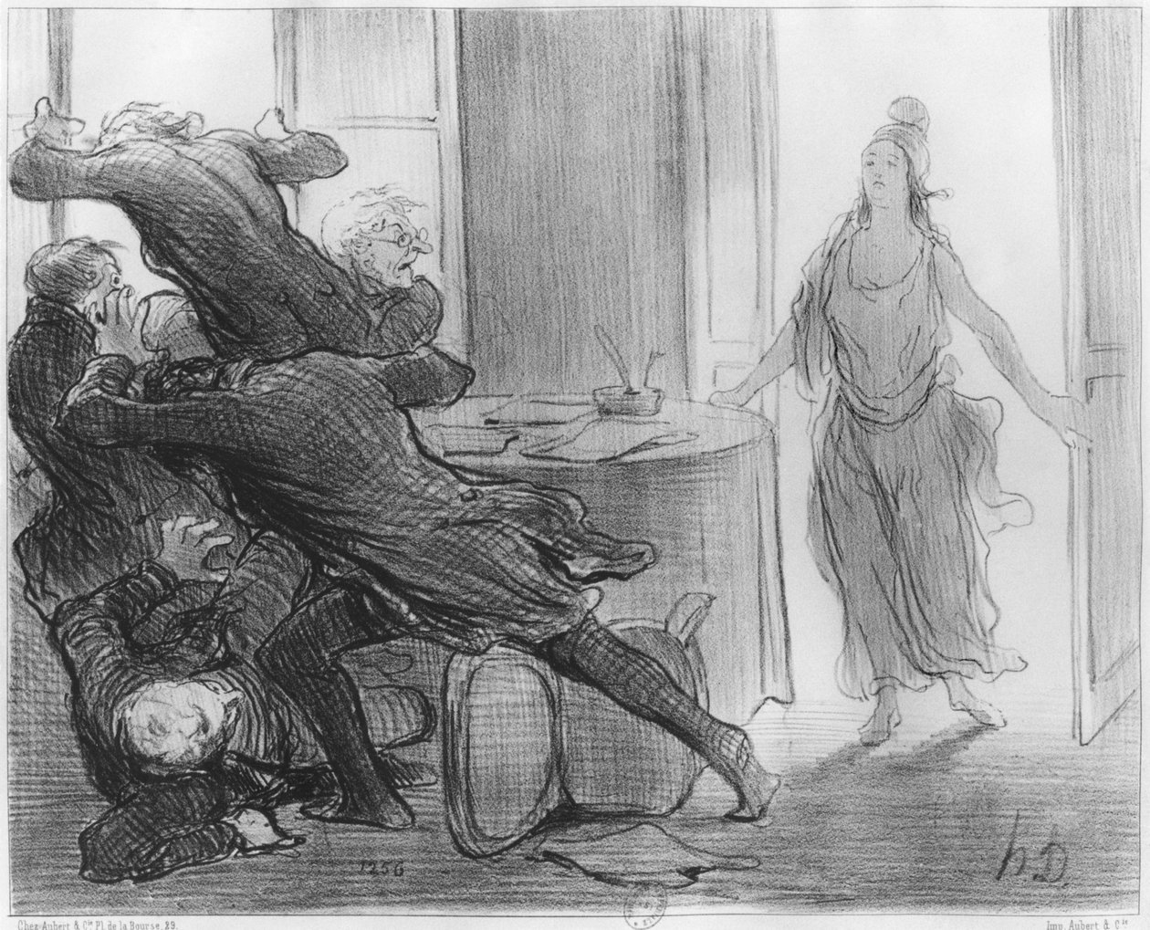 Det sista kabinettsmötet med de före detta ministrarna, illustration från "Le Charivari", 9 mars 1848. av Honoré Daumier