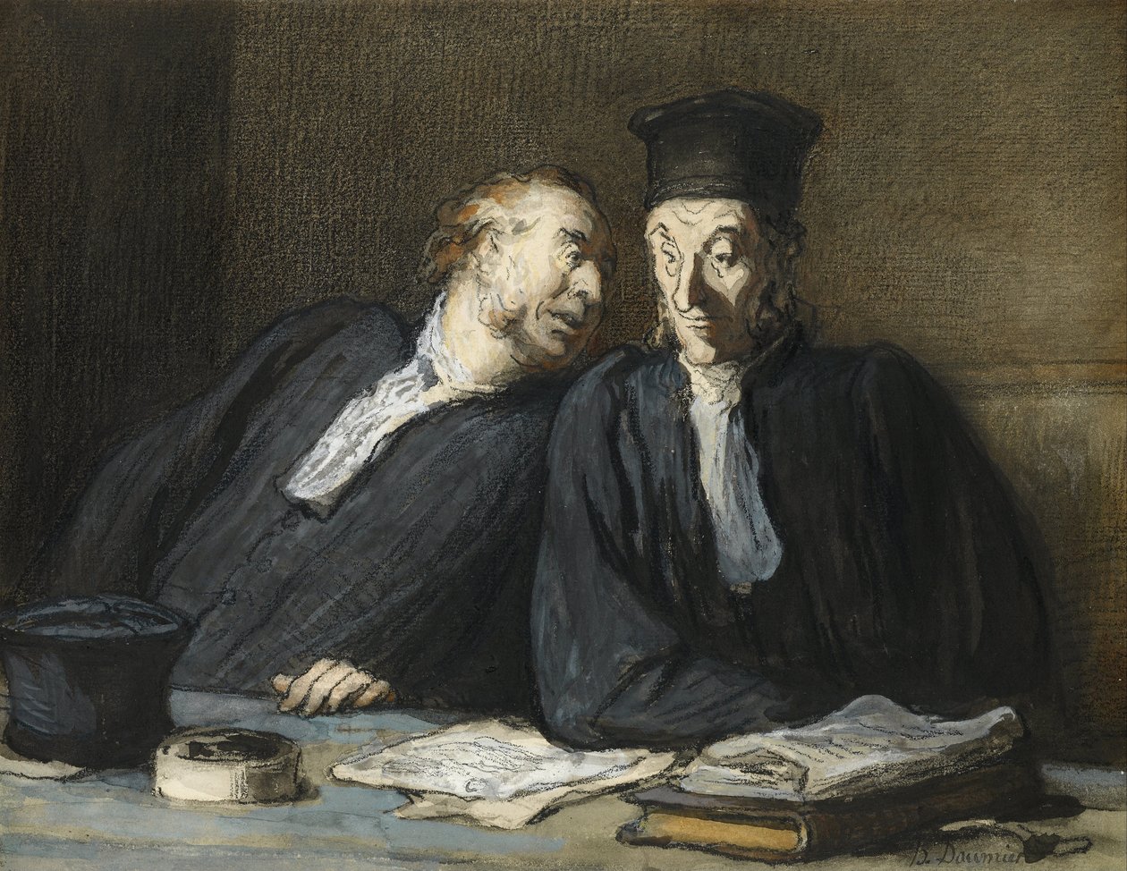 Två advokater pratar av Honoré Daumier