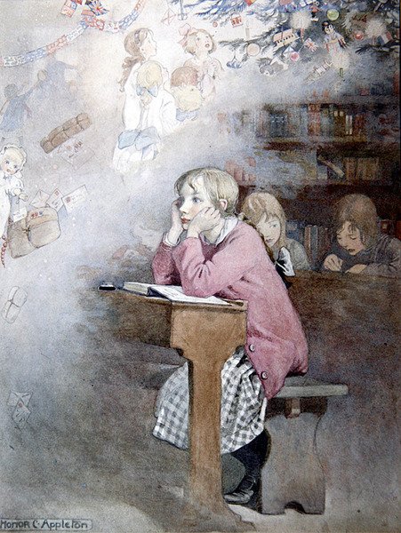 Dreams of Christmas (akvarell på papper) av Honor Charlotte Appleton