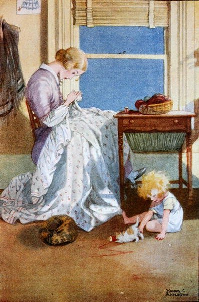 Illustration från "A Treasury of Verse for School and Home", utvald av M.G.Edgar & Eric Chilman (färg litho) av Honor Charlotte Appleton