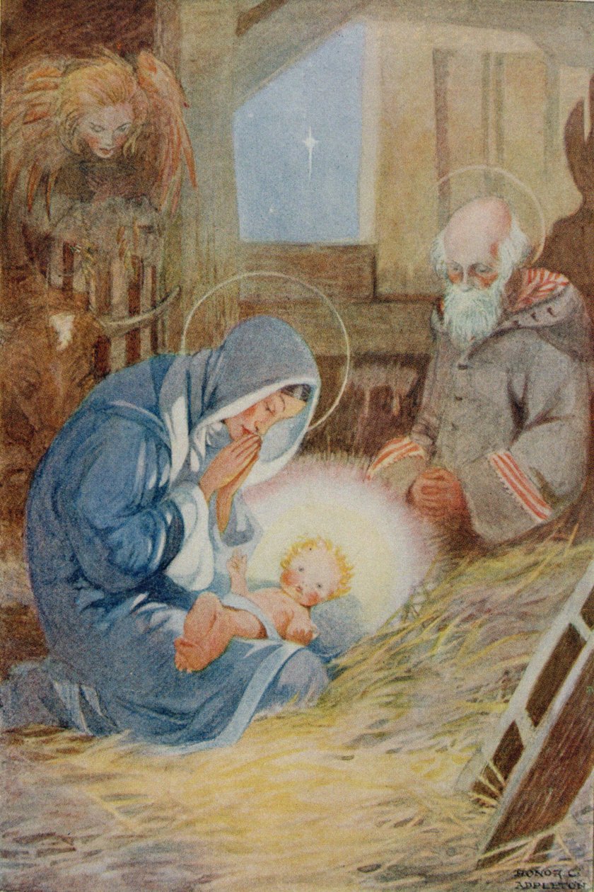 Illustration från "A Treasury of Verse for School and Home", utvald av M.G.Edgar & Eric Chilman (färg litho) av Honor Charlotte Appleton