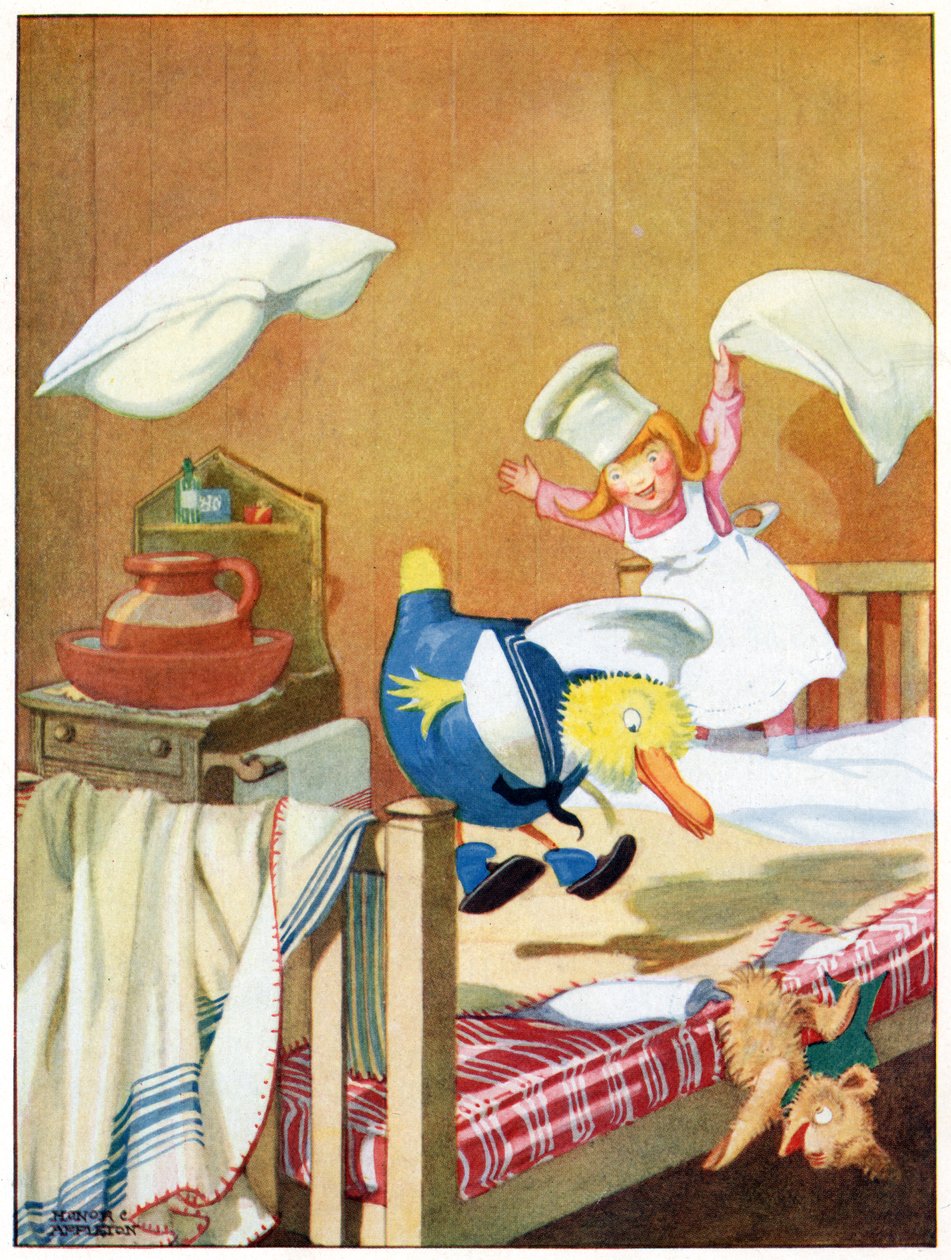 The Footmen jagade varandra över sängarna, illustration från 
