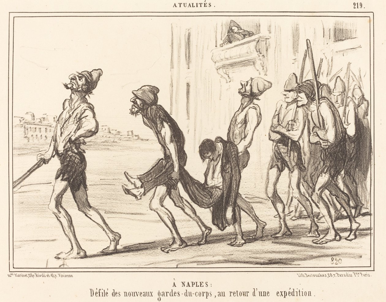 I Neapel: Parad av... livvakter... av Honoré Daumier