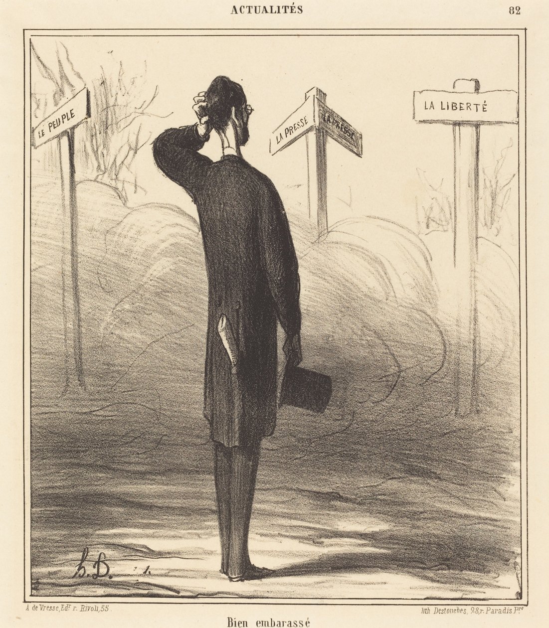 Till höger eller till vänster? av Honoré Daumier
