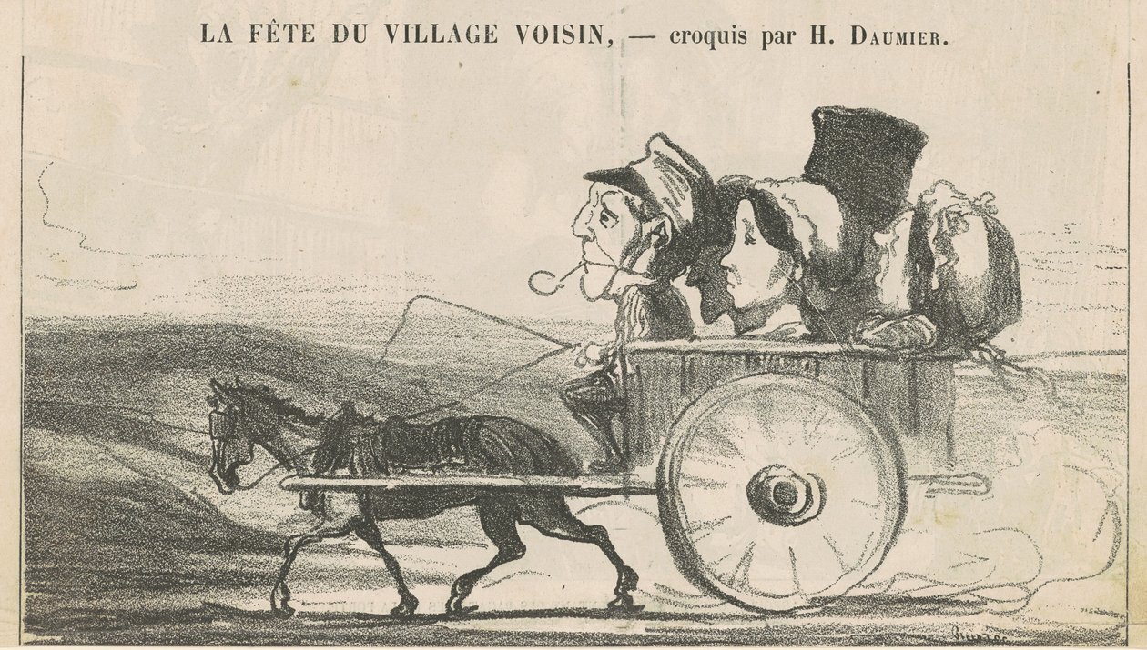 På landsbygden, inga kuskstrejker... (recto); Byborna Ekonomier Tillfredsställande... (tillbaka) av Honoré Daumier