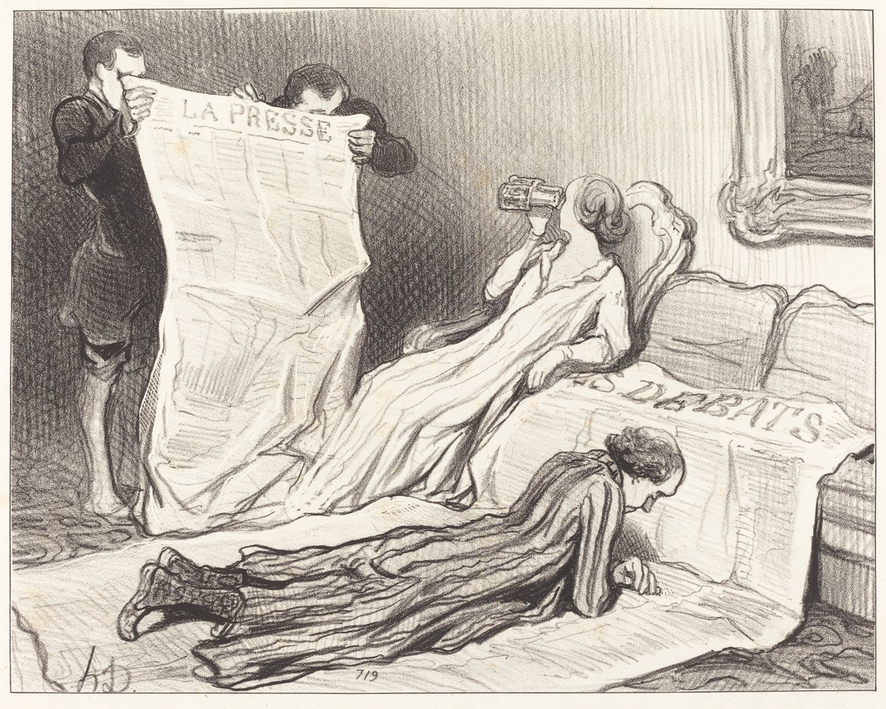 Prenumeranter som får sin tidning... av Honoré Daumier