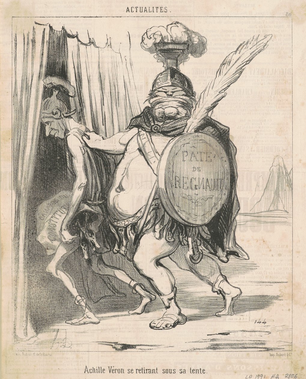 Achille Vèron drar sig tillbaka till sitt tält av Honoré Daumier